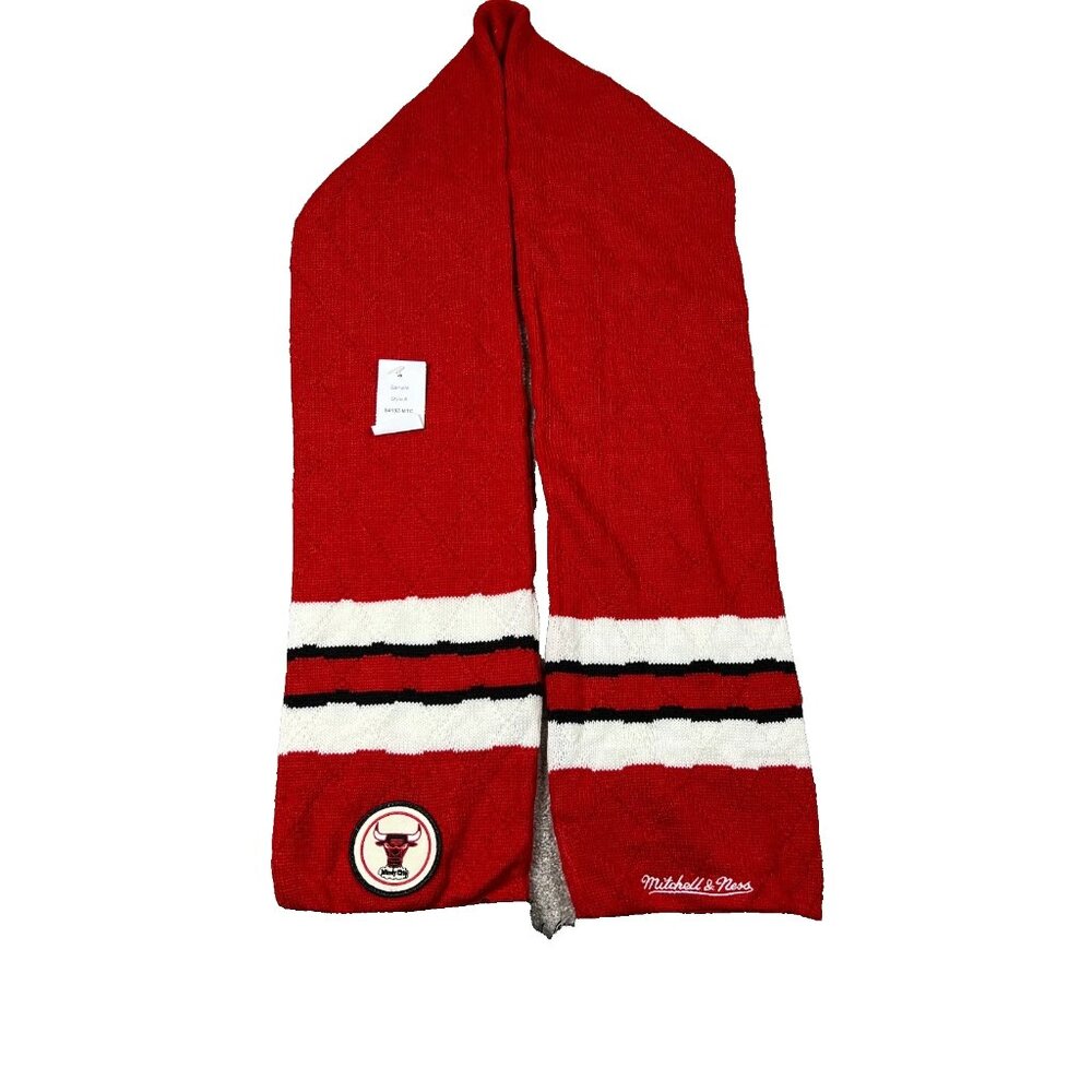 Mitchell & Ness Unisex One Size Red Knit Chicago Bulls NBA Basketball Scarf NWT